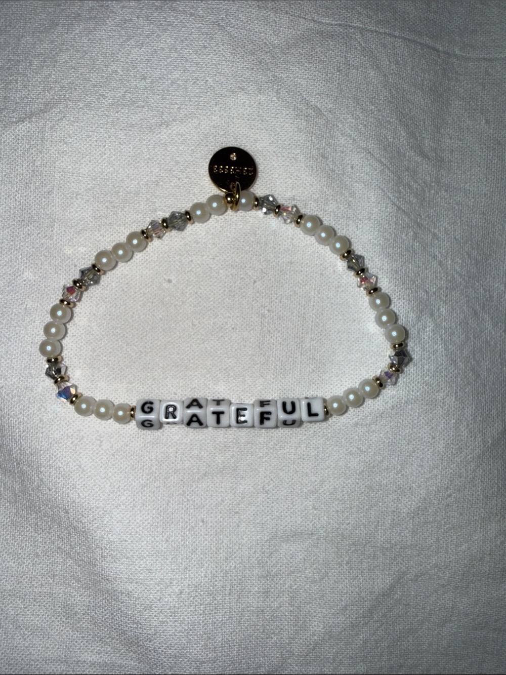 Little words project Grateful Pearl Beaded Bracelet - White